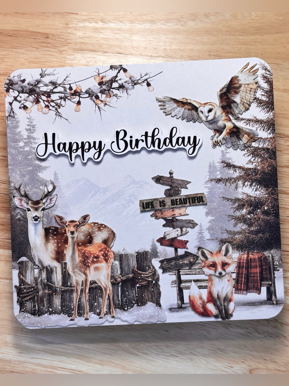 Handmade Woodland Happy Birthday Greeting Card